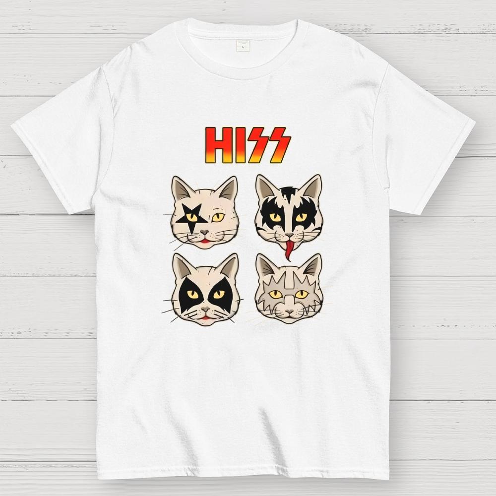 HISS – Vintage Funny Rock Cat Cotton Casual Cool Loose T-Shirt