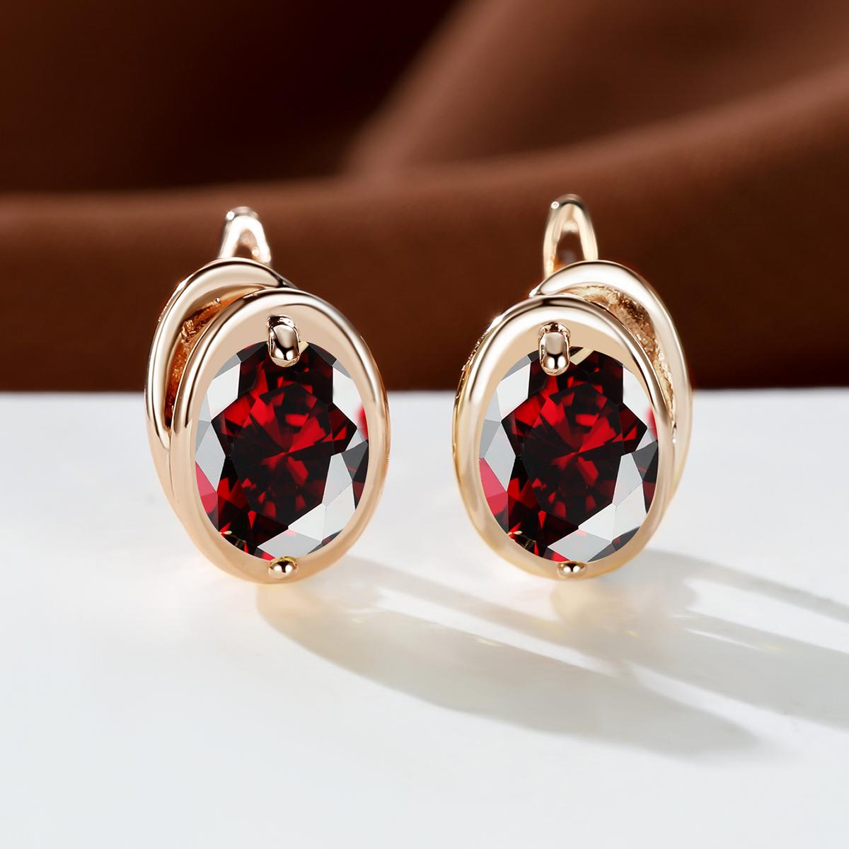 

Свадебные серьги-капли золотого цвета, очаровательные серьги-кольца с камнем, желтый цвет, овальные серьги с камнем для женщин красный