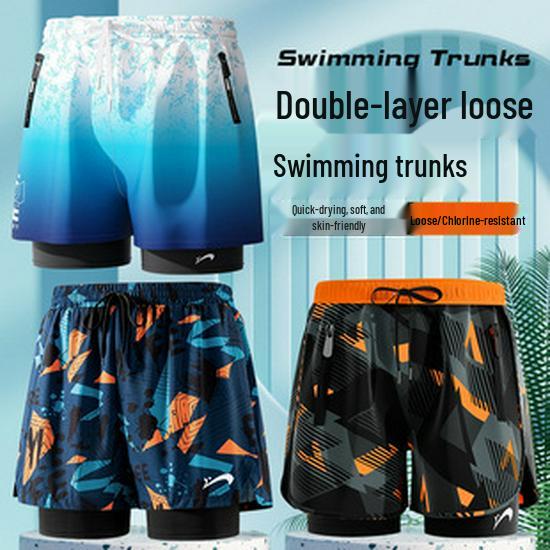 Men's Plus Size Sun Protection Long Leg Swimsuit & Diving Trunks Set