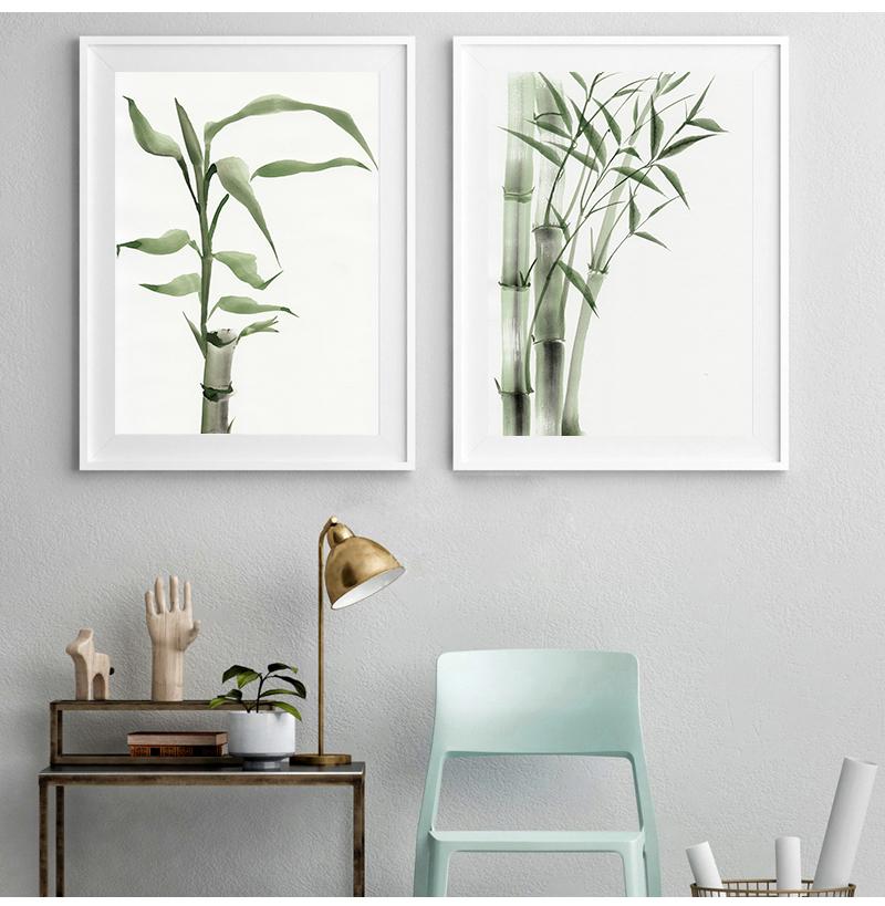 Bamboo Leaf Poster Zen Decoration New Chinese Unreal Abstract Ink Painting Print Wall Art Canvas Painting Picture for Home Decor Unframed