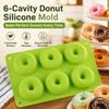 Donut Mold 6-Cavity Green Silicone Baking Form for Homemade Donuts, Cake, Cookies, Chocolate and DIY Treats