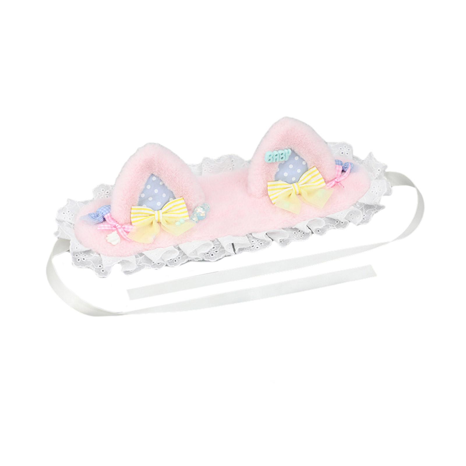 

Карнавальная вечеринка, женская повязка для фотосъемки, плиссированная кружевная повязка на голову в форме кошачьих ушей, милый обруч для волос для взрослых и подростков розовый