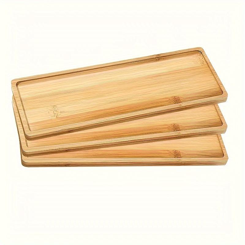 Bamboo Serving Tray, Round Tea Tray for Bathroom Counter, Wooden Vanity Organizer for Decor, Coffee Snack Candle Display