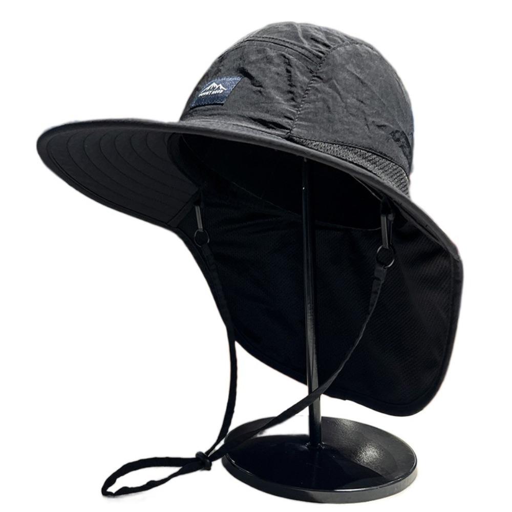

Wide Brim Shawl Sunshade Hat Sun Protection Men Fisherman Hat Neck Protection Sun Cap Outdoor чёрный