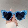 Vintage Heart Shaped Sunglasses with Rhinestones Women  New Original Sweet Sun Glasses Trendy Brand Decorative Shades
