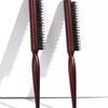 Fluffy Tooth Three-Row Boar Bristle Hairdressing Comb - Wooden, Pointed, Long Handle for Teasing, Curling, and Styling