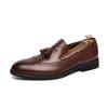Men's Brock Engraved Leather Shoes Large Size Fashion Fringed Leather Shoes Business Leisure One Pedal Trendy Wedding Shoes