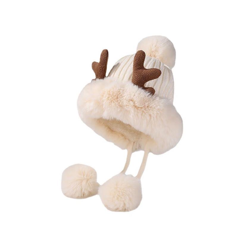 Cute Plush Deer Antler Knit Hat 56-58cm