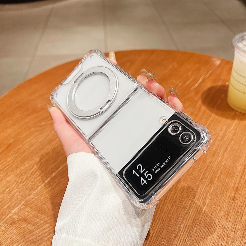 

Transparent Acrylic Foldable Phone Case with Magnetic Bracket - Compatible with ZFlip7, ZFold6, ZFlip5, Drop-Proof. Samsung Z Flip 3