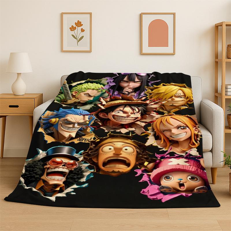 Anime Zoro One P-Piece Cartoon Flannel Blanket Soft Warm Throw Blanket for Bedroom Living Room Bed Travel Camping Picnic Kid