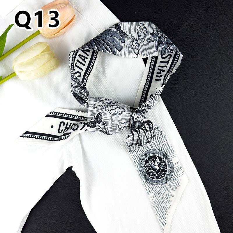 New Long Versatile Silk Scarf Tied Hair Band Bow Letter Floral Streamer Tied Bag Gift Small Silk Scarf