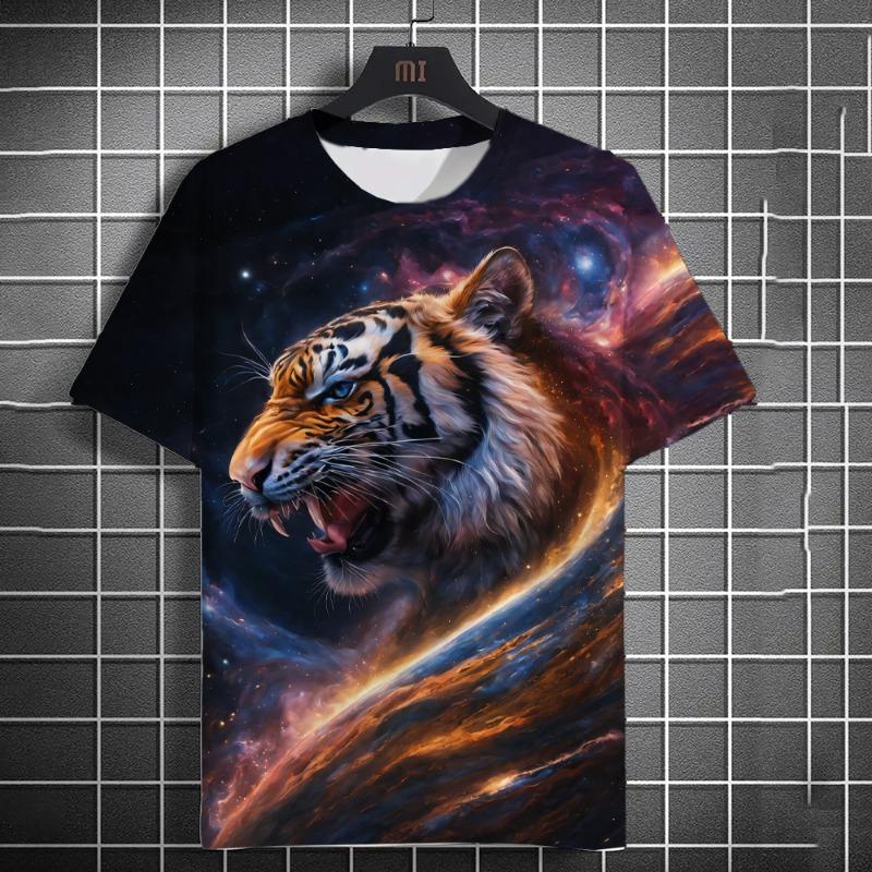Animal Men's T-shirt 3d Tiger Print Men's Tops Casual Short Sleeve Simple