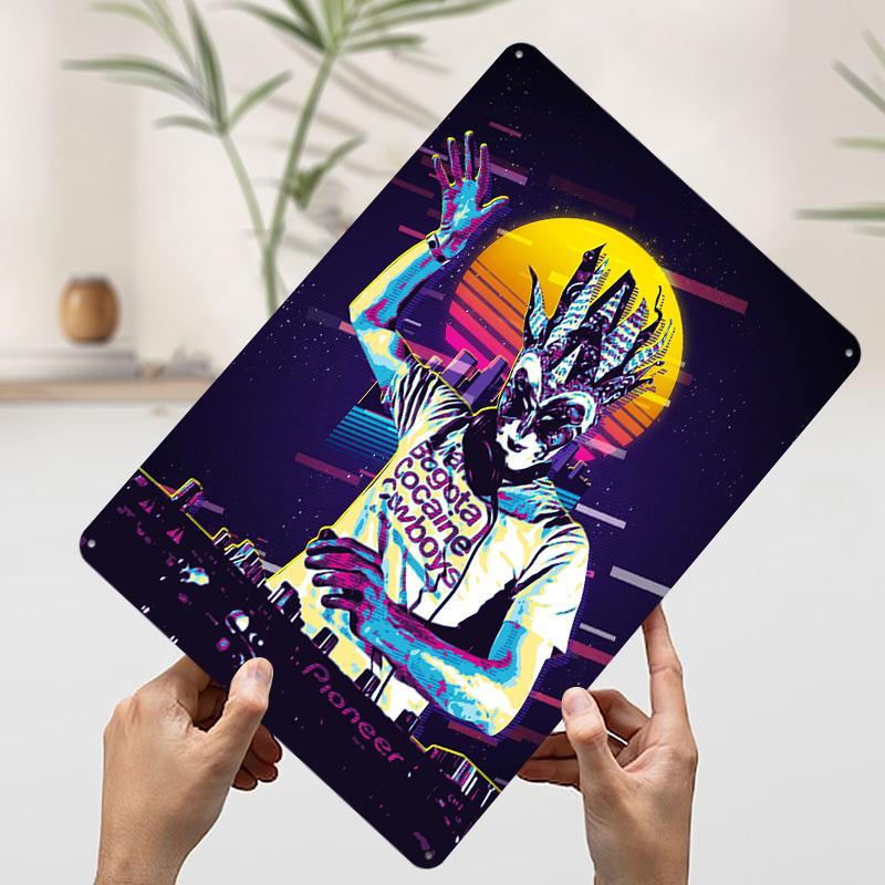 80s Retro DJ Metal Poster Customized Wall Art Retro Vintage Tinplate Signs for Man Cave Office Decor Gaming Room Decoration Cozy