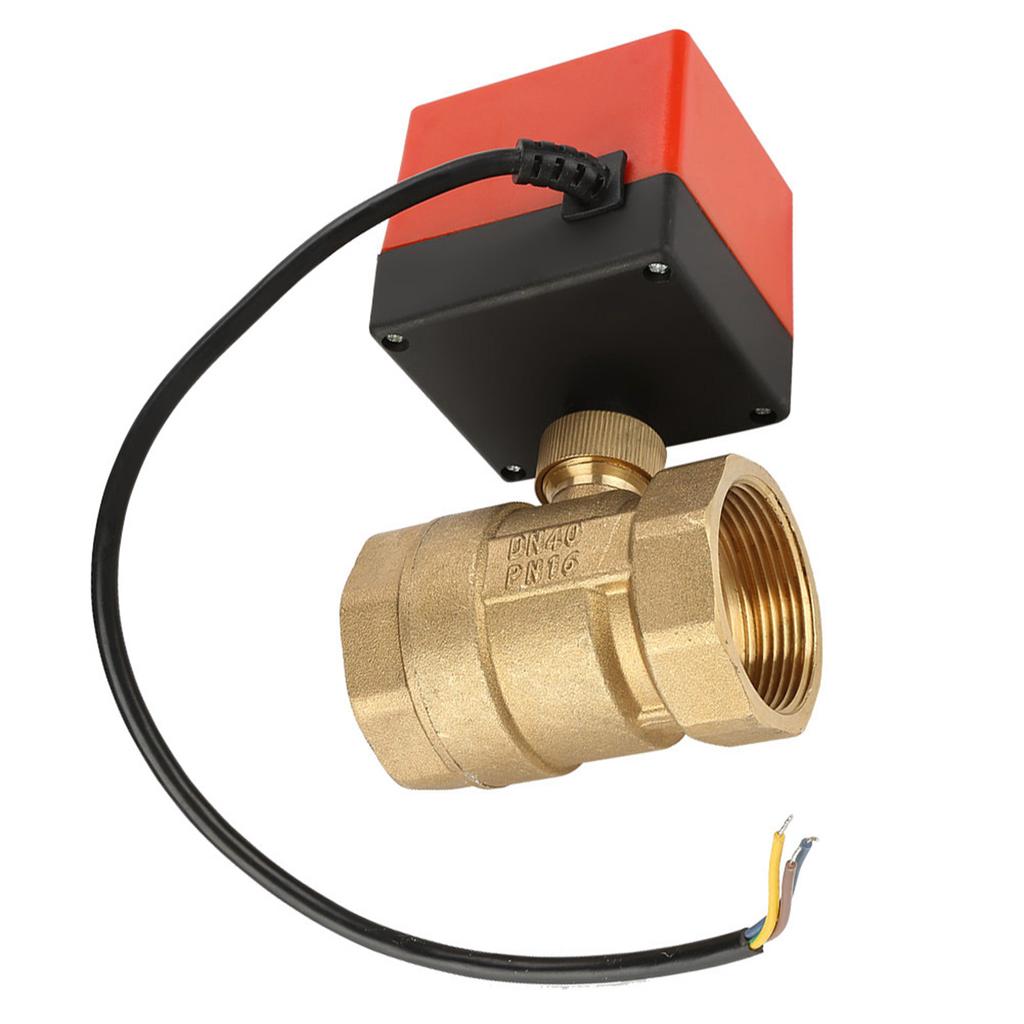 DC 24V 2 Way 3 Wire Brass Motorized Ball Valve Electrical Valve DN40 G1 1 2