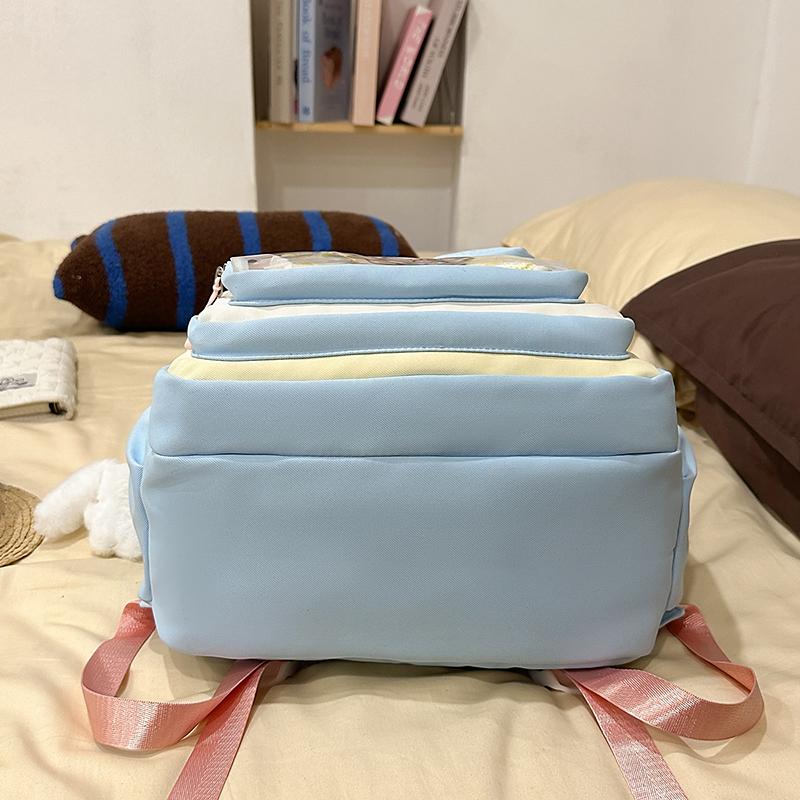 Color Block Student Schoolbag Children's Large Capacity Backpacks with Coin Purse