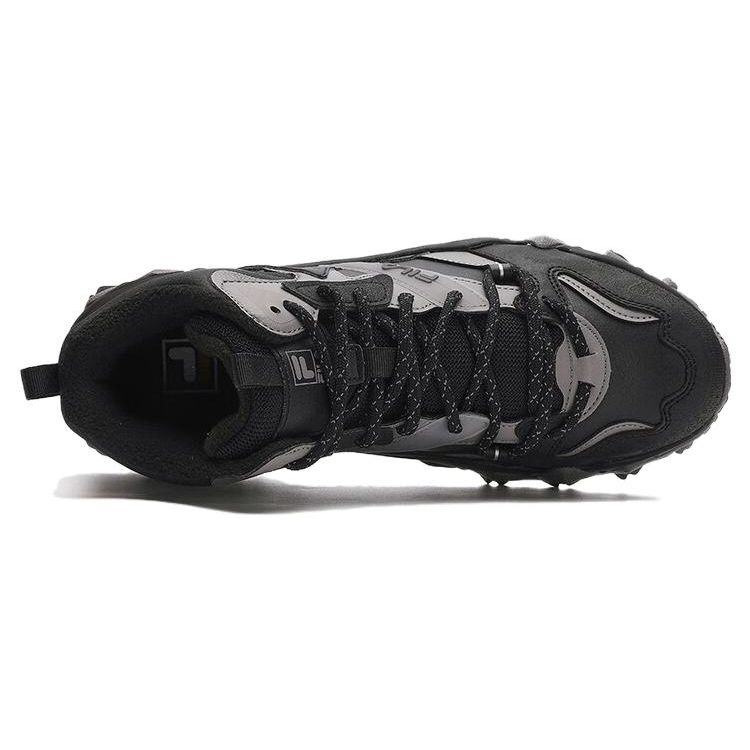 FILA Oakmont Fabric Synthetic Leather Fleece Comfortable Versatile Mid-Top Dad Shoes Men sneaker Black Sky-Gray F12M342127FBD
