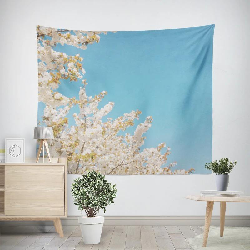 Object Wall Hanging Aesthetic Bedroom Wall Art Large Fabric Tapestry Bohemian Retro Floral Leaves Modern Room Decoration