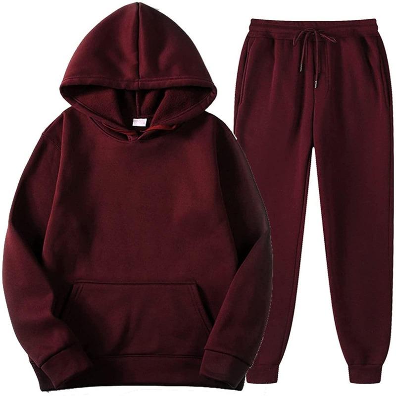 2026 Men's Athletic Track and Field Suit Men's/Women's Two Piece Running Suit Long Sleeve Pullover Hooded Sweatshirt+Sweatpants
