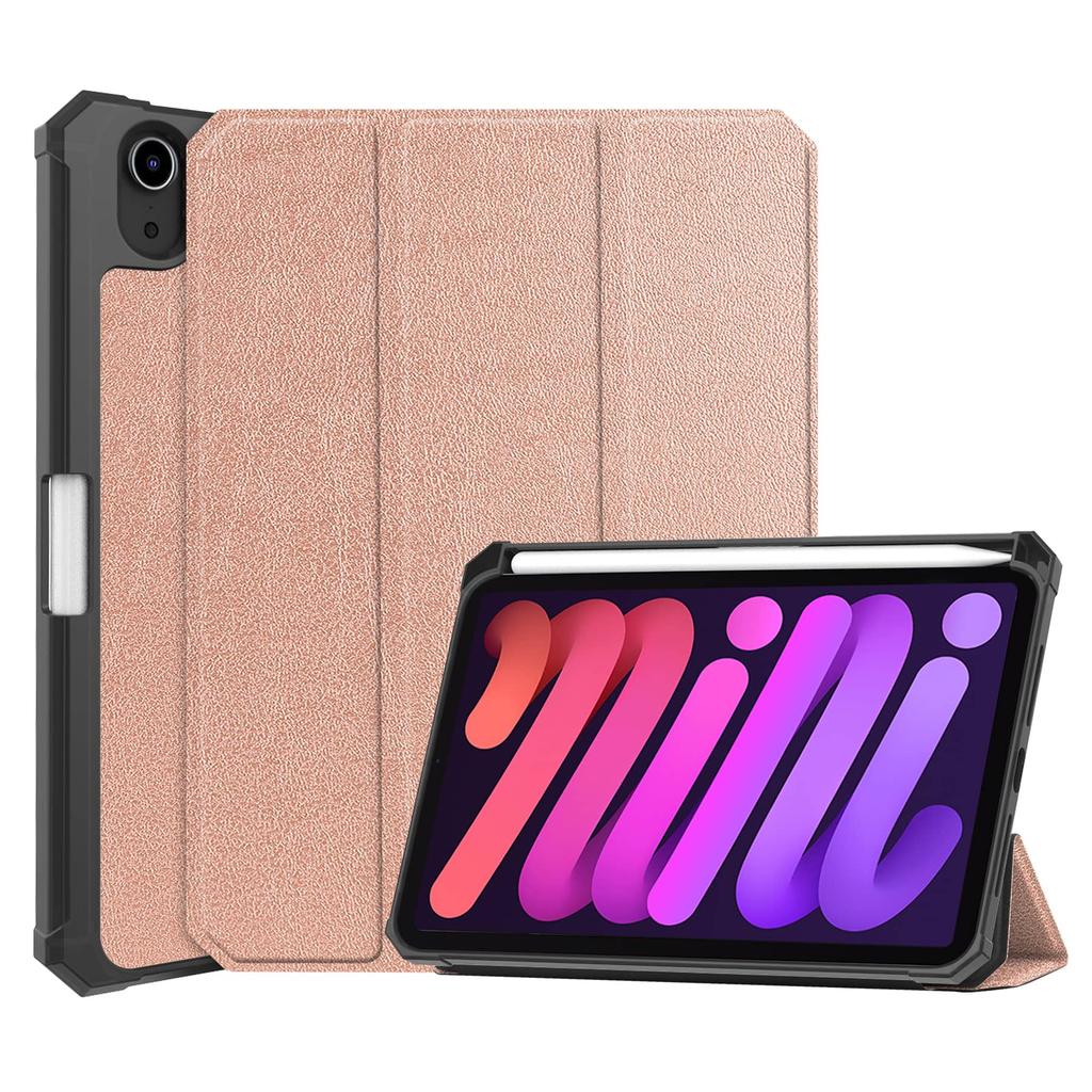 Case for iPad Mini 7 6 8.3'' with Pencil Holder-[Tri-fold Stand + Auto Wake/Sleep],Premium PU Leather Case Shockproof Hard Shell