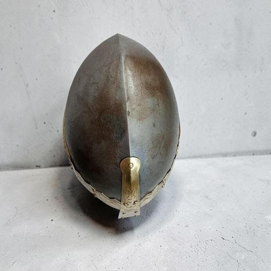 Viking Combat Helmet with Brass Inlay and Chainmail  Reenactment Grade