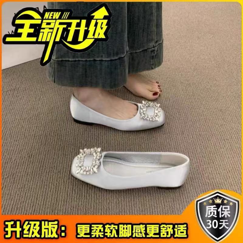 Single Shoes Women's Autumn Model 2025 New Model with Skirt Square Head Fairy Style Grandma Shoes One Pedal Flat Beanie Shoes Women