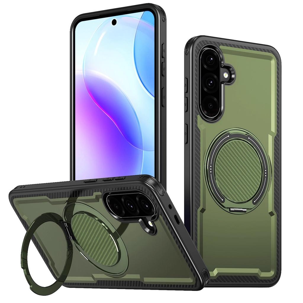 Applicable to Samsung a55 new 360 rotating bracket shell s24/s25ultra carbon fiber pattern anti-drop protective cover