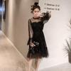 Spring Summer Elegant Female O-neck Stars Sequined Mesh Shiny Fairy Dress Women Elegant Bling Gauze Princess Puff Dresses
