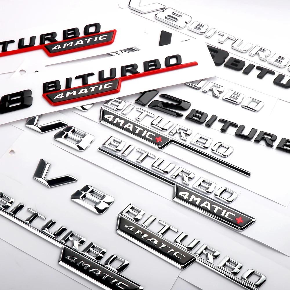 New 80% ABS BITURBO 4Matic Turbo Car Trunk Sticker Emblem For Mercedes Benz W108 W124 W126 W140 W168 W169 W176 W177 W190 W201 W