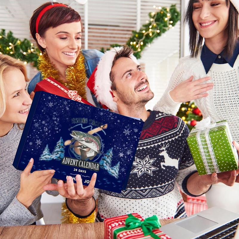 Christmas Fishing Advent Calendar 24 Days Fish Tackle Lures Set Countdown Calendar for Fishing Lovers Father's Day