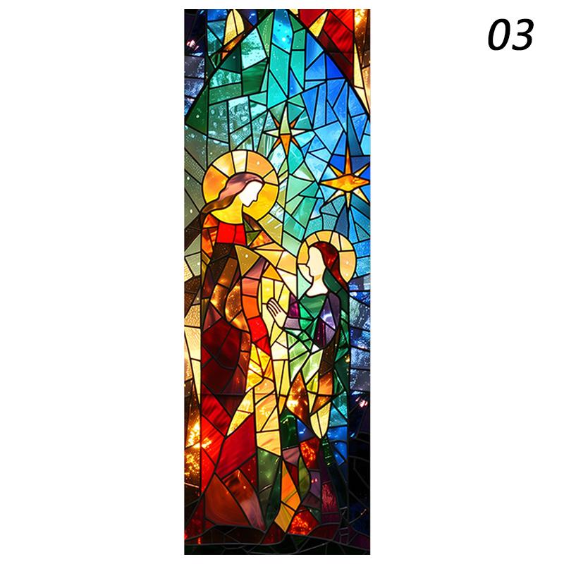Europeisk Retro Kyrka Insynsskydd Fönsterfilm Färgglada Glasmålning Fönsterdekaler Ogenomskinliga Självhäftande Heminredning Konstdekaler
