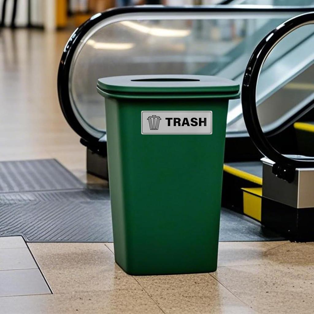 10 Pack Trash Stickers 9 × 3 Inches Vinyl Rectangle Signs Waterproof Self Adhesive Decals for Office Home Waste B Garbage Cans