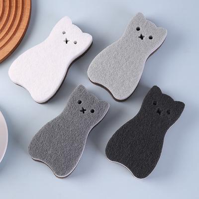 4 st Tjockt Sött Katt Svamp Set för Kök - Hållbara Disk- & Rengöringsverktyg