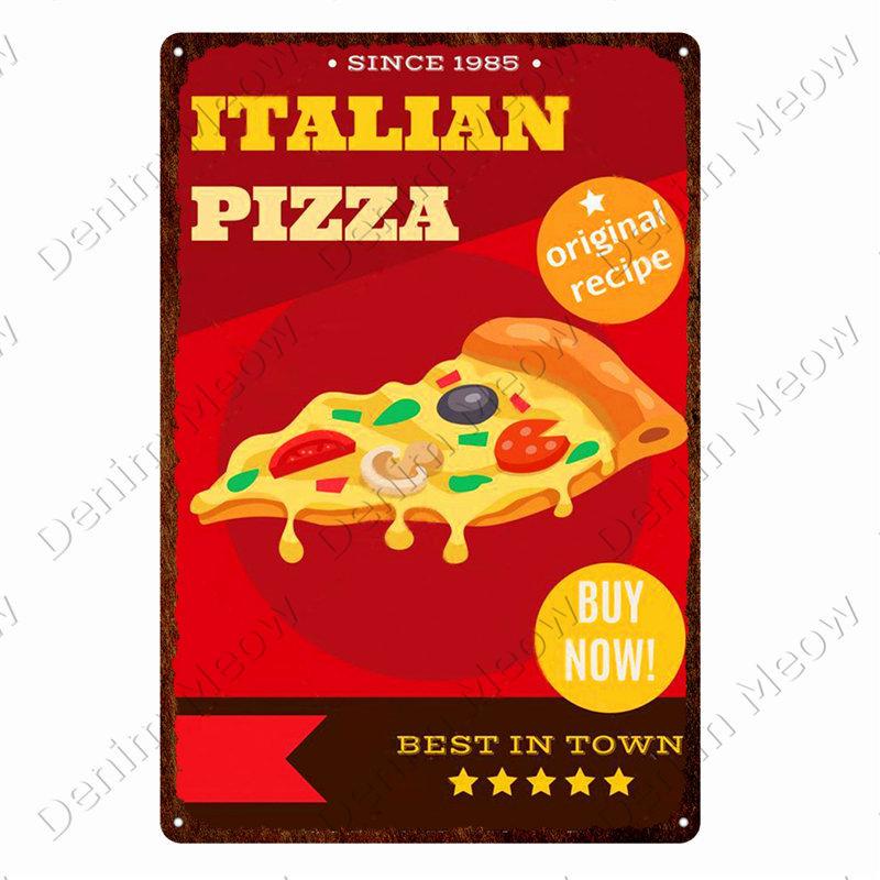 Vintage Pizza Tin Plate for Home Decor, Coffee, Donuts, Pizza, American, Kitchen, Home Decor, American Diner, Wall Posters, N375