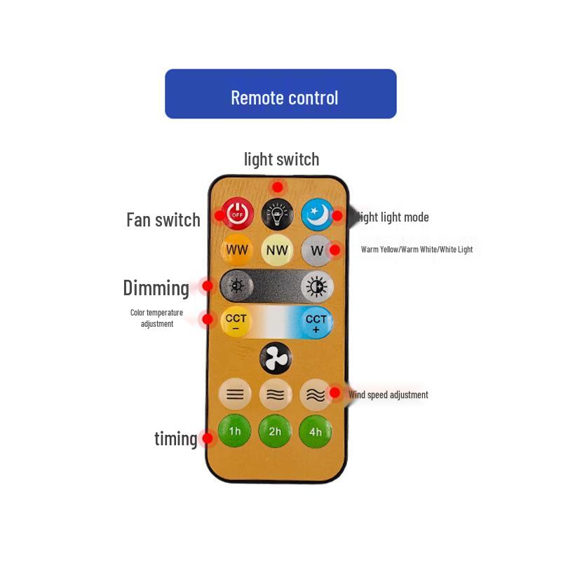 Luz LED con Ventilador - Rosca E27, Fácil Instalación, Control Remoto Silencioso, Tricolor, Diseño de Seis Palas para Dormitorio Infantil.