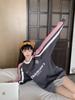 2025 American Retro Style Letter Embroidery Contrasting Color Splicing Long-sleeved Sweater Women's Autumn Loose and Thin Top Gray