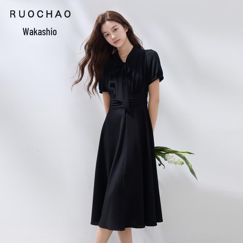 SanCai Plus Size V-Neck Lace-Up A-line Dress M