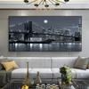 Dimensiune mare Retro Tower Bridge Pânză Pictură Vintage Franța City View Poze de perete Postere de peisaj pentru decorarea camerei de zi