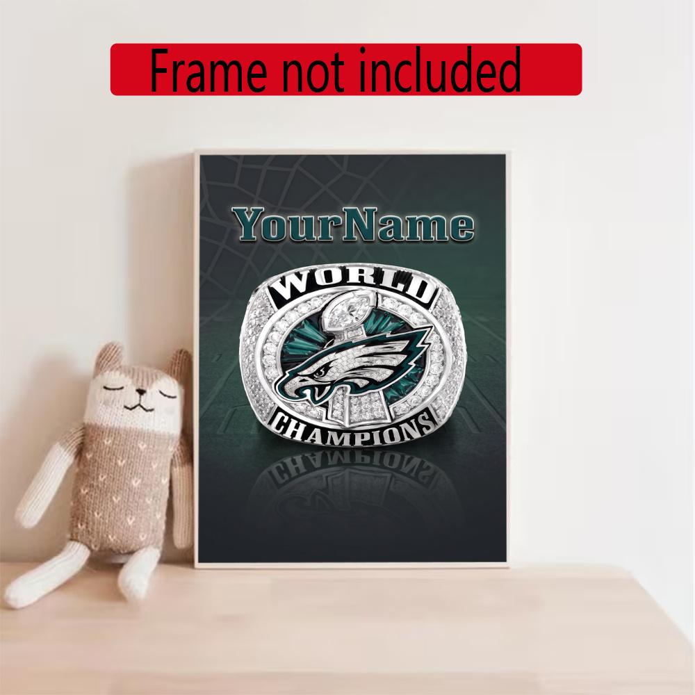 Philadelphia Eagles Personalized Text Diamond Painting Round Diamond Mosaic Rhinestones Diamond Embroidery Craft Kit Wall Decor Without Frame