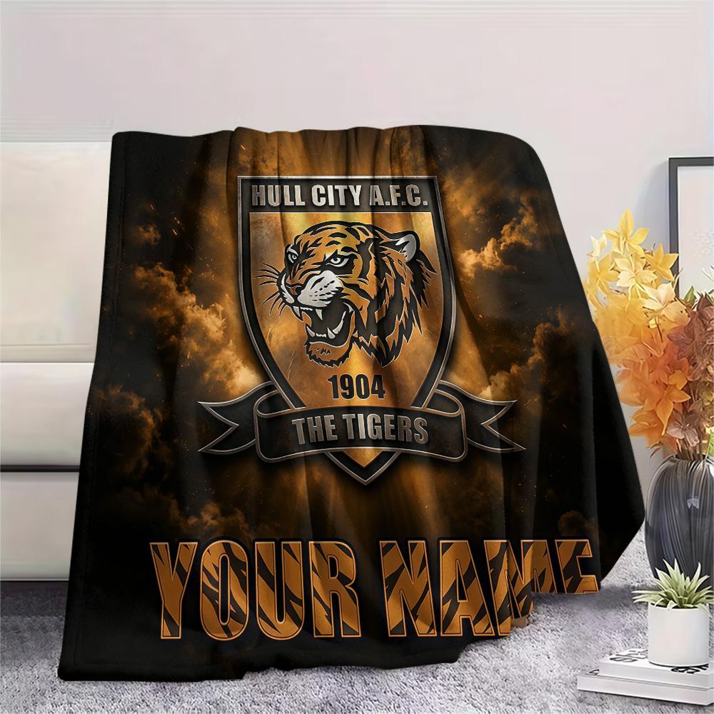 Custom Name Hull City2 Flannel Blanket, High quality Comfortable for All Seasons, Home Decor, Warmth and Comfort