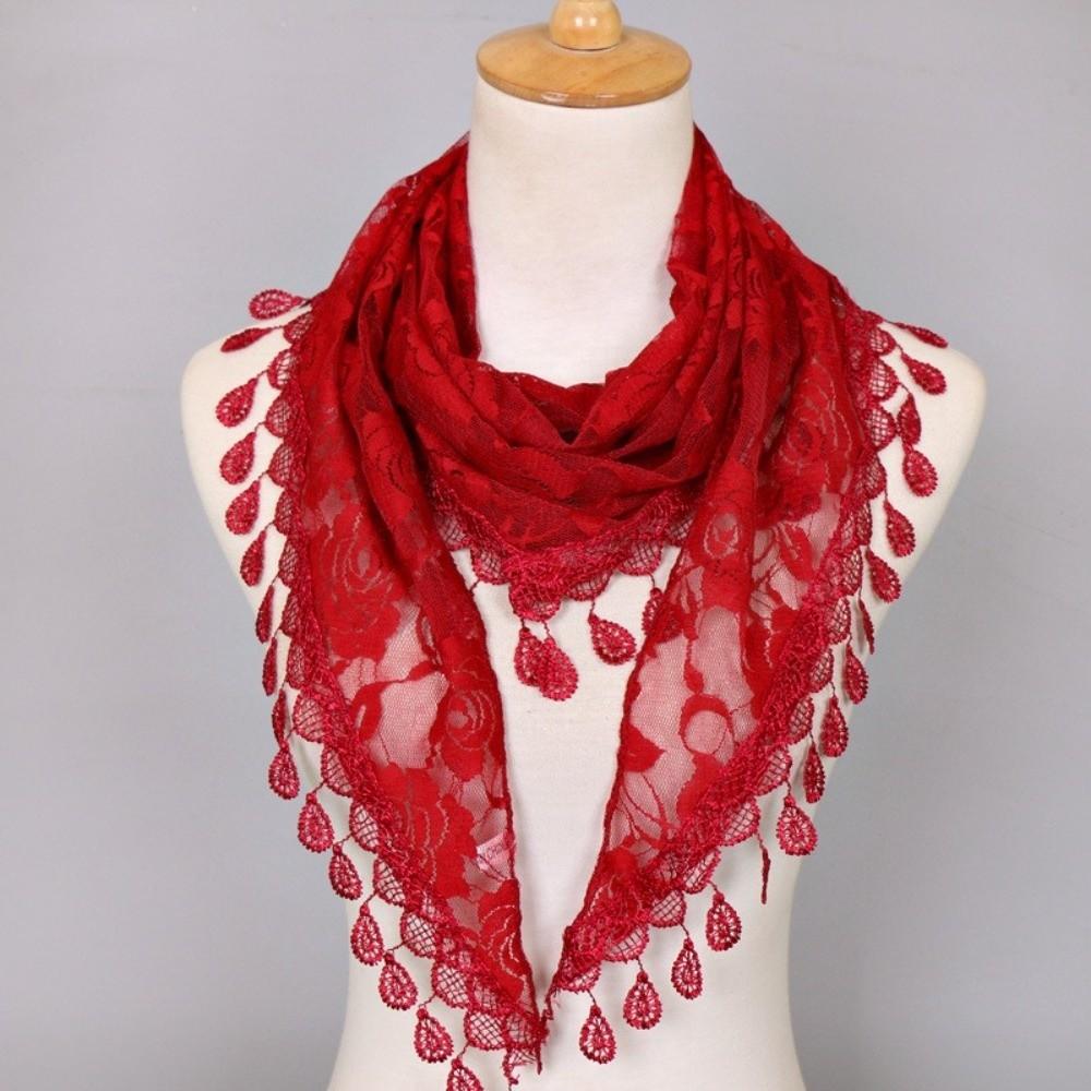 Sun Protection Printed Wraps Colorful Flower Triangle Headband Elegant Lace Scarf Holiday