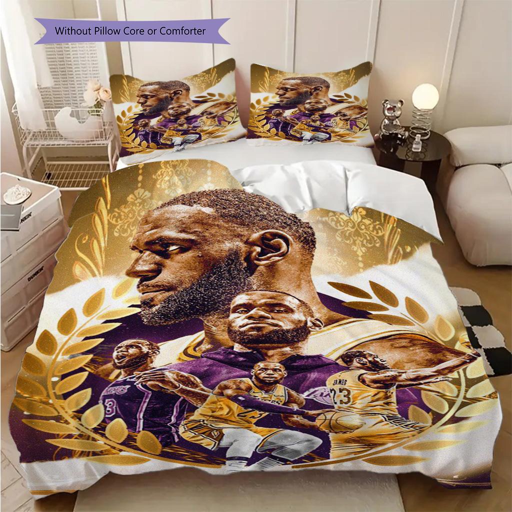 James NBAs AllTime Legend Three-piece Set(1 * Duvet Cover + 2 * Pillowcase, Without Core) Soft and Comfortable Bedding Set Christmas Birthday Gift