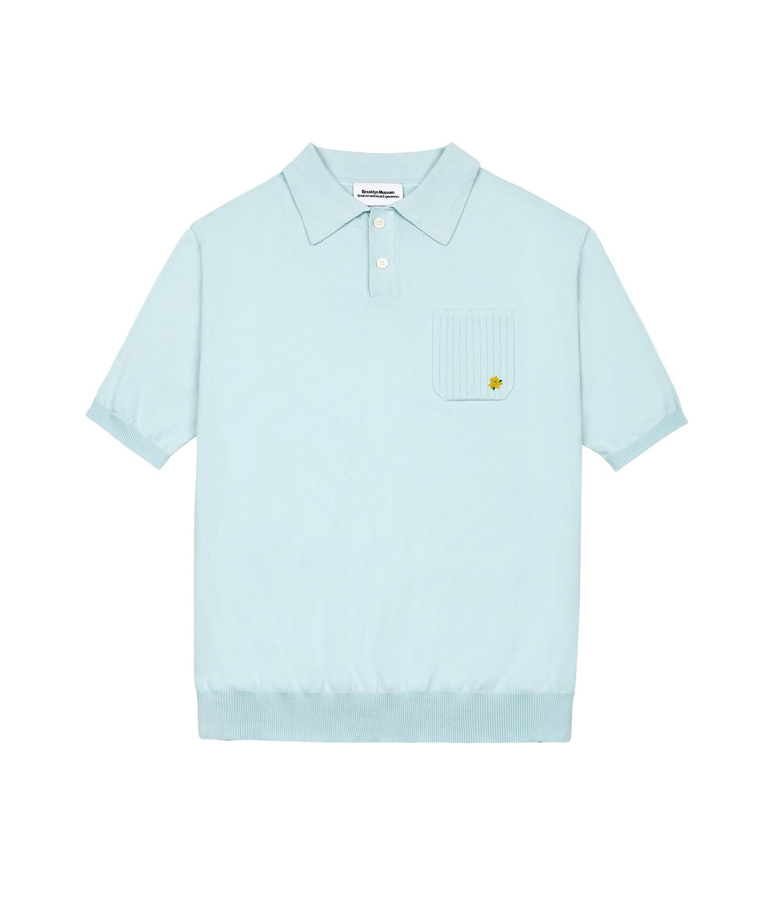 Brooklyn Museum Flowers Half Sleeved Collar Knit Sky Sky Blue/Xl