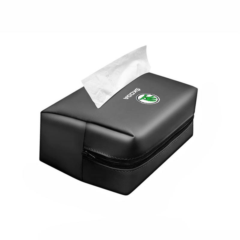 KSDQ3 Car Tissue Box Sun Visor Seat Back Paper Towel Storage Bag For Skoda Octavia Kodiaq Superb Fabia Kamiq Rapid Karoq Enyaq Scala