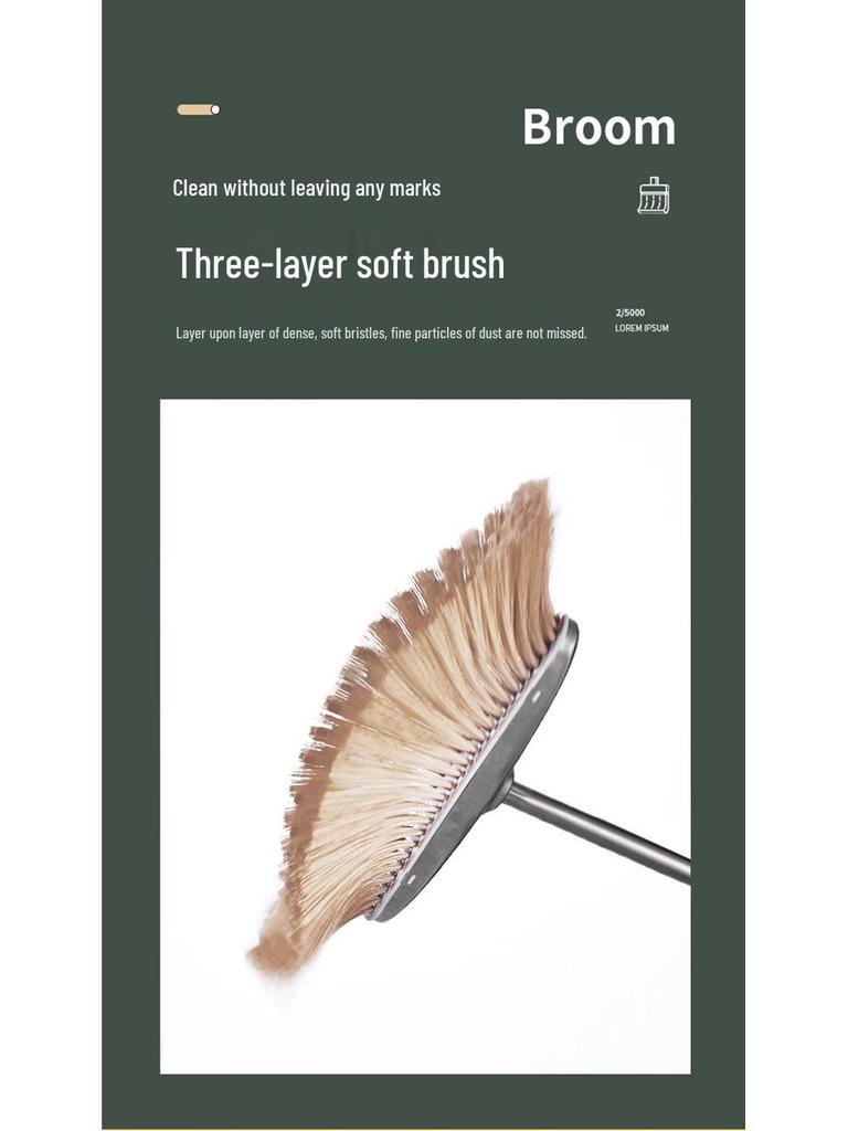 Upgraded Stainless Steel Broom and Dustpan Set with Wear-Resistant, Thickened Handle and Integrated Scooping Bucket