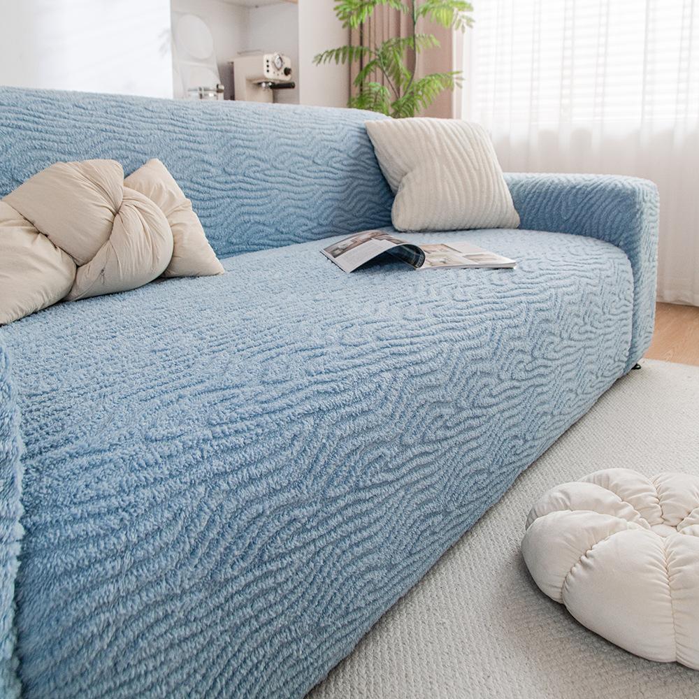 New Thickened Winter Anti Cat Scratch Straight Row Sofa Cover with A Protective Cover Fabric Made of Soft Cotton Fleece