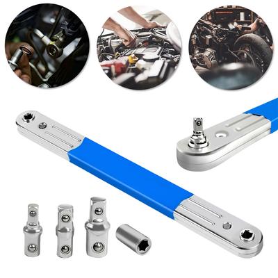 Offset Extension Wrench Socket Ratchet Spanner W/ 1/2 1/4 3/8inch Square Drive Adapters for Cramped Areas & Hard-to-Reach Fasten