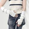 Women'S Bow-Knot Hand Sleeve Half-Finger Gloves Knitted Wool Ribbon Sleeves Fashionable Ballet Style Arm Sleeves