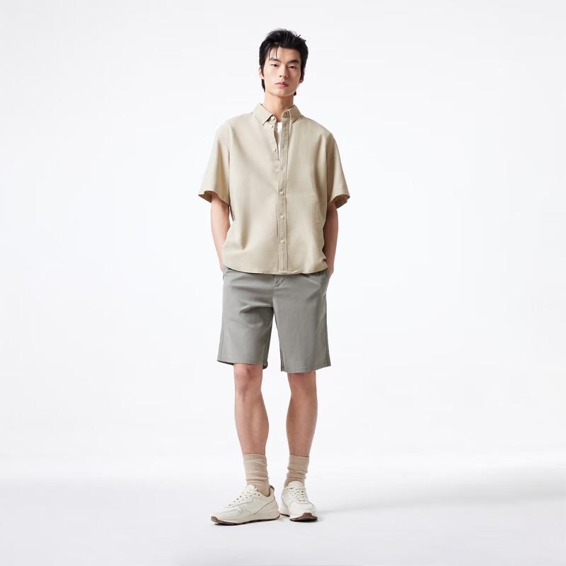 JACK&JONES Men's Loose Fit Embroidered Turn-down Collar Short Sleeve Shirt