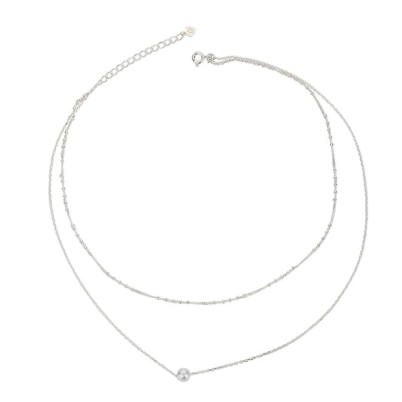 Charmy Silver Layered Pearl-necklace
