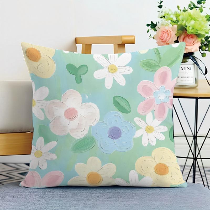 Small Fresh Flower Print Decorative Pillowcase Bedroom Living Room Square Cushion Pillowcase